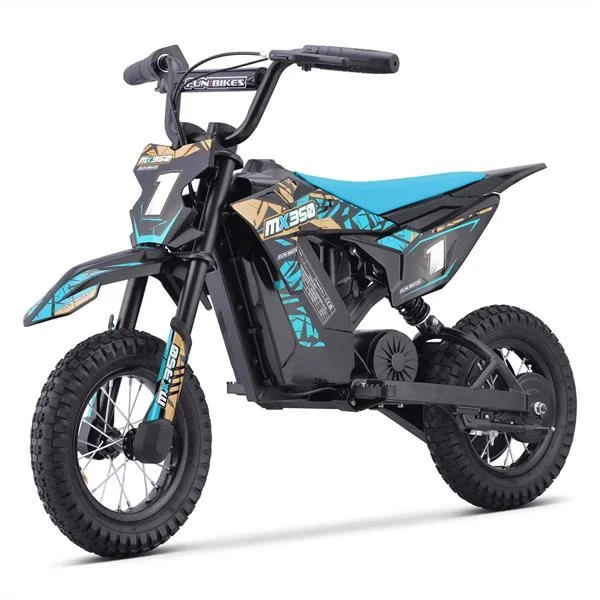 b11b4df9-3d56-4c50-bbe7-2d711b072ed0 (1) FunBikes MX350 350w 36v 4ah 12/12 51cm Lithium Blue Electric Kids Dirt Bike - Image 1